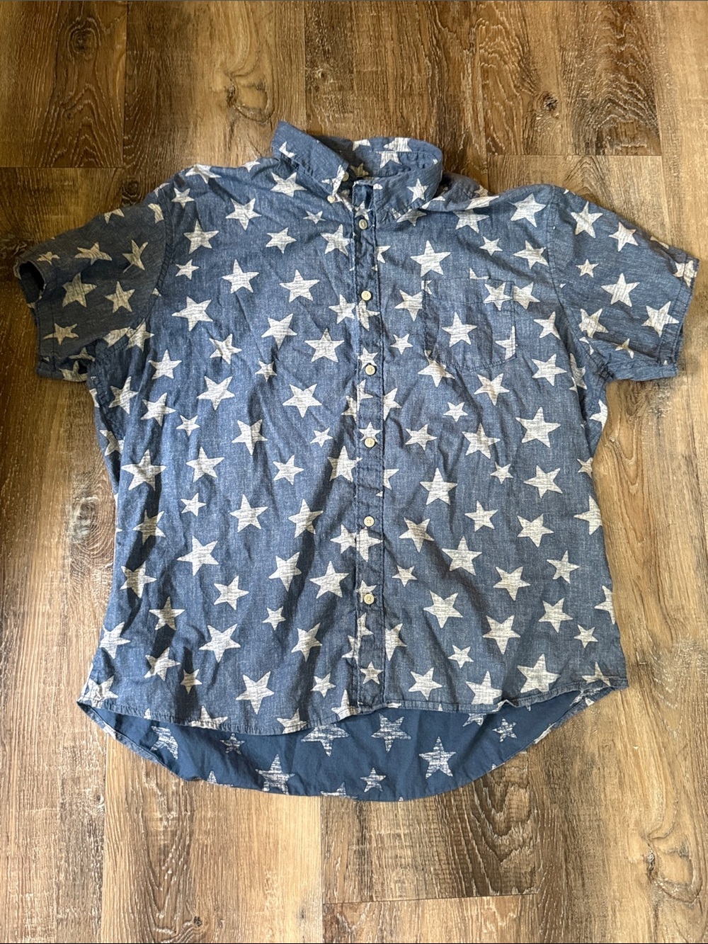 urban pipeline Navy Star Print Short Sleeve Button-Up Shirt
